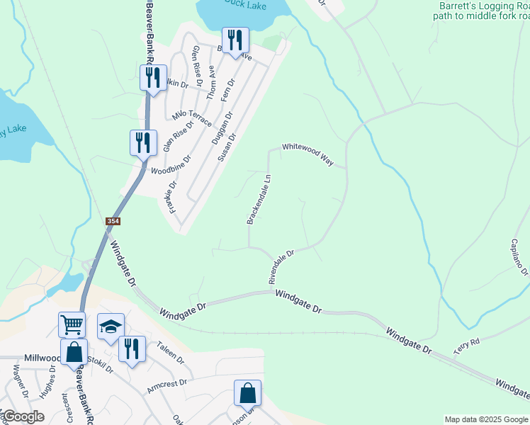 map of restaurants, bars, coffee shops, grocery stores, and more near 15 Brackendale Lane in Beaver Bank