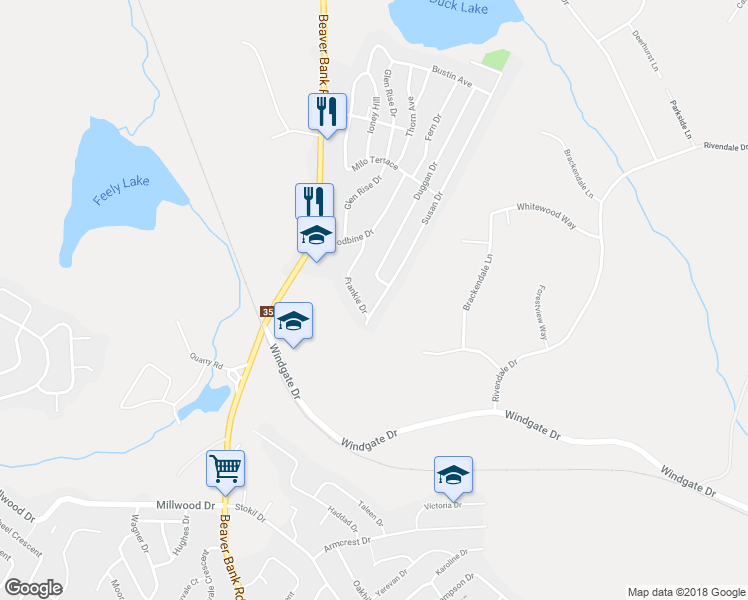 map of restaurants, bars, coffee shops, grocery stores, and more near 1217 Susan Drive in Beaver Bank