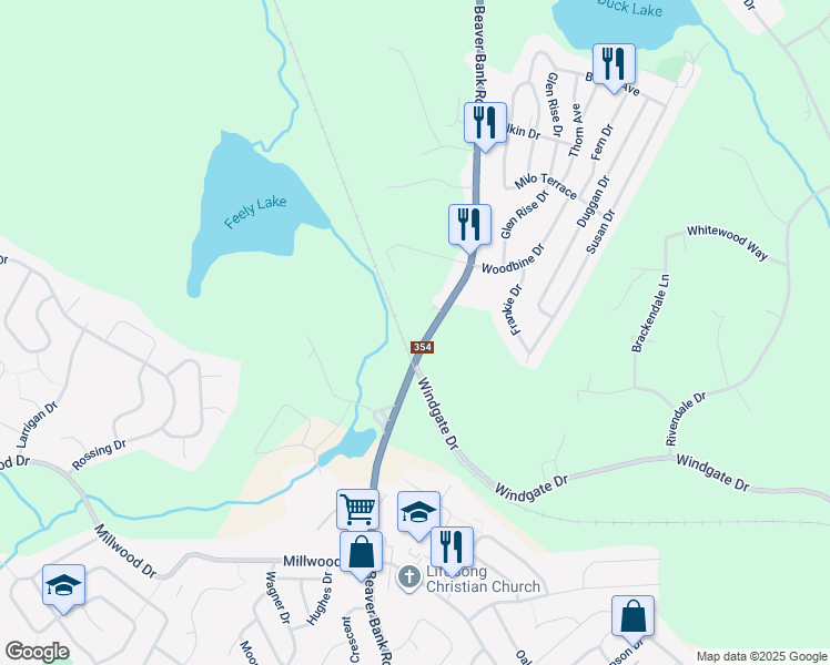 map of restaurants, bars, coffee shops, grocery stores, and more near 250 Beaver Bank Road in Beaver Bank