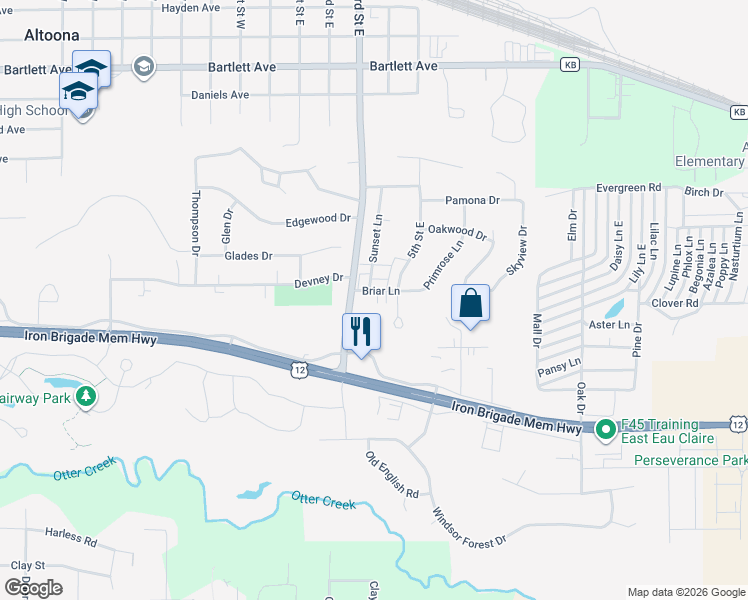 map of restaurants, bars, coffee shops, grocery stores, and more near 1219 3rd Street East in Altoona