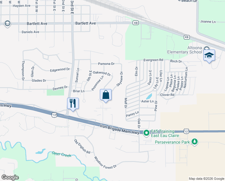 map of restaurants, bars, coffee shops, grocery stores, and more near 1180 Skyview Drive in Altoona