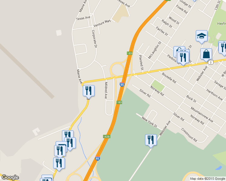 map of restaurants, bars, coffee shops, grocery stores, and more near 29 Nason Avenue in Bangor