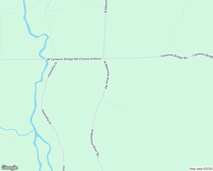 map of restaurants, bars, coffee shops, grocery stores, and more near North Manistee River Road in Frederic