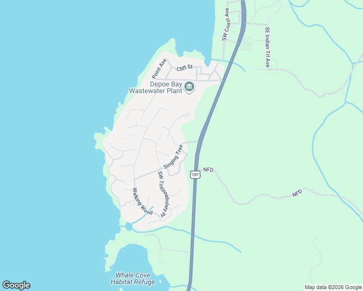 map of restaurants, bars, coffee shops, grocery stores, and more near 83 Singing Tree in Depoe Bay