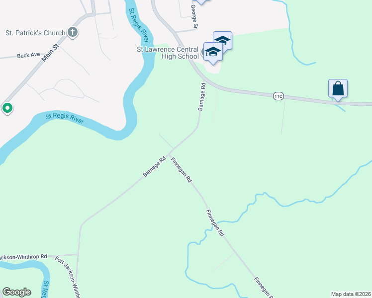 map of restaurants, bars, coffee shops, grocery stores, and more near 164 Barnage Road in Brasher Falls