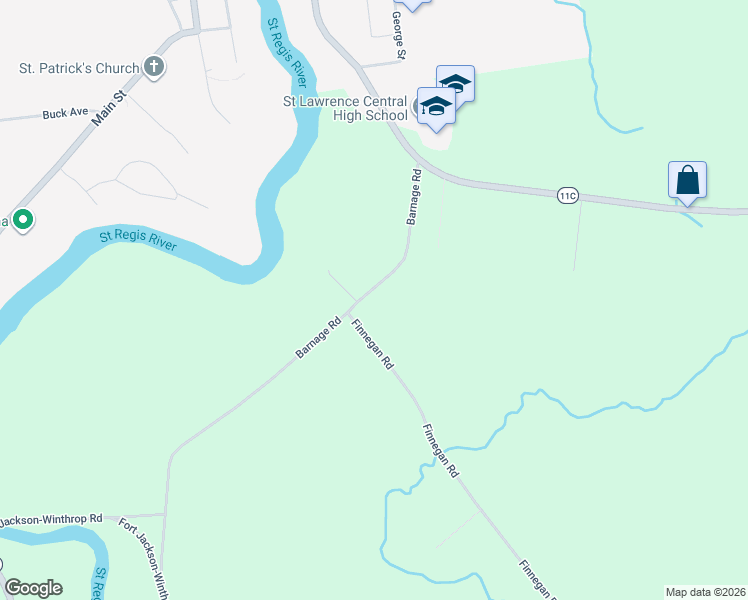 map of restaurants, bars, coffee shops, grocery stores, and more near 164 Barnage Rd in Brasher Falls