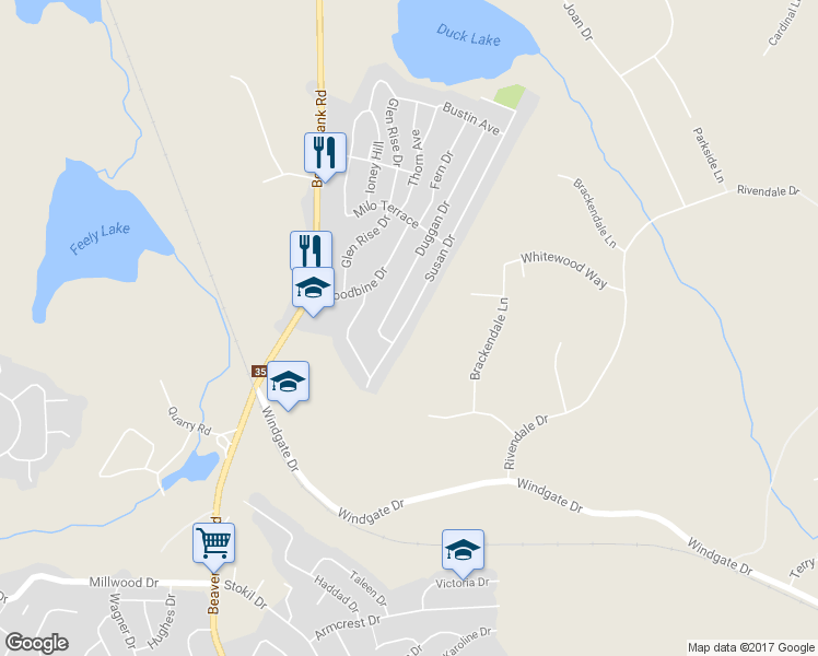 map of restaurants, bars, coffee shops, grocery stores, and more near 1200 Susan Drive in Beaver Bank