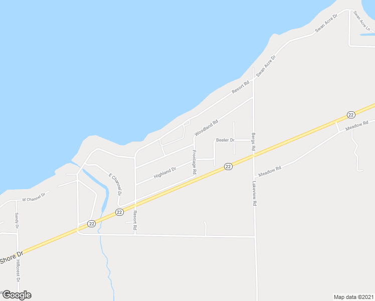 map of restaurants, bars, coffee shops, grocery stores, and more near W5021 Woodland Road in Shawano