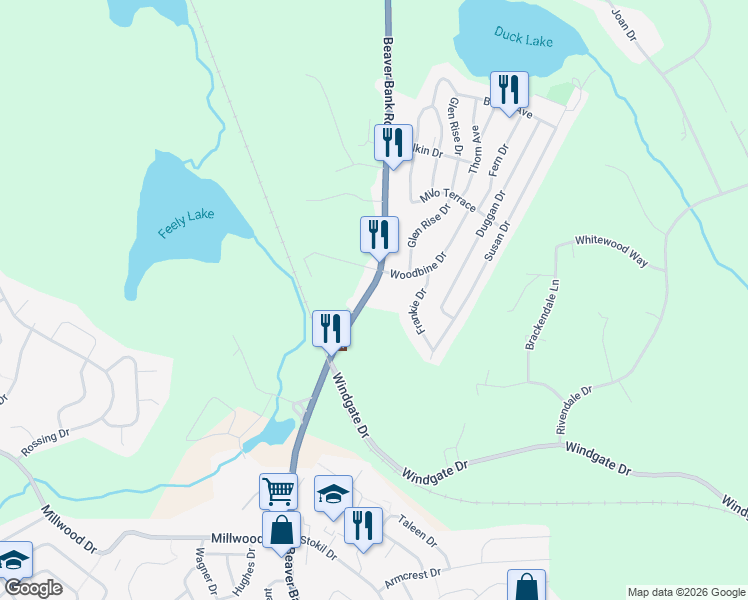 map of restaurants, bars, coffee shops, grocery stores, and more near 285 Beaver Bank Road in Beaver Bank