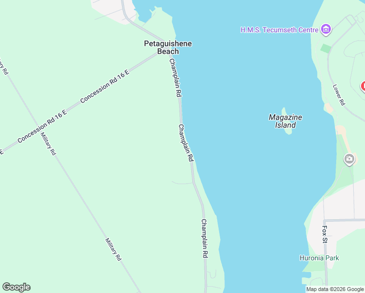 map of restaurants, bars, coffee shops, grocery stores, and more near 468 Champlain Road in Penetanguishene