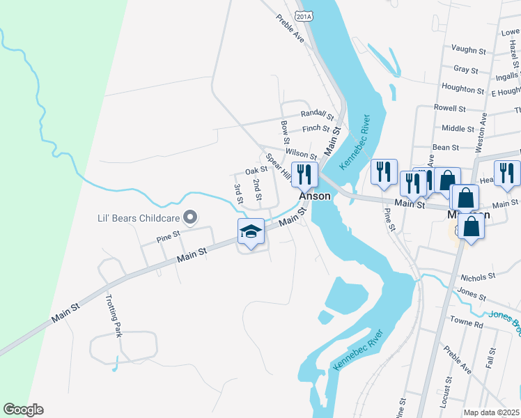 map of restaurants, bars, coffee shops, grocery stores, and more near 2 2nd Street in Anson