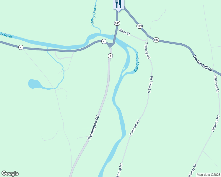 map of restaurants, bars, coffee shops, grocery stores, and more near 66 Farmington Road in Strong