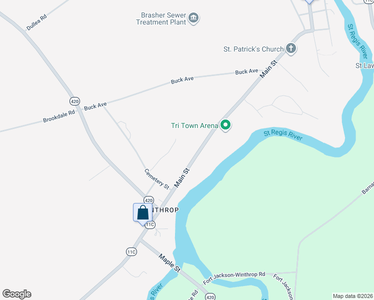 map of restaurants, bars, coffee shops, grocery stores, and more near 706-778 Main St in Brasher Falls