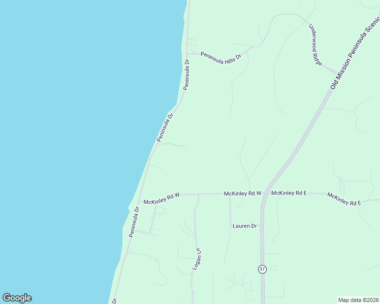 map of restaurants, bars, coffee shops, grocery stores, and more near 7678-8060 Peninsula Drive in Traverse City