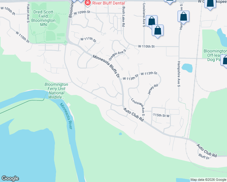 map of restaurants, bars, coffee shops, grocery stores, and more near 7220 West 114th Street Circle in Minneapolis