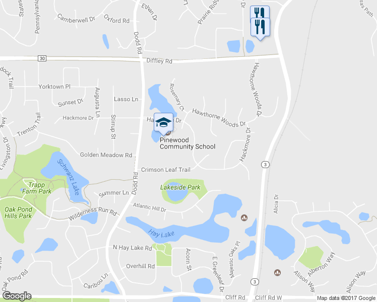 map of restaurants, bars, coffee shops, grocery stores, and more near 624 Hackmore Drive in Eagan