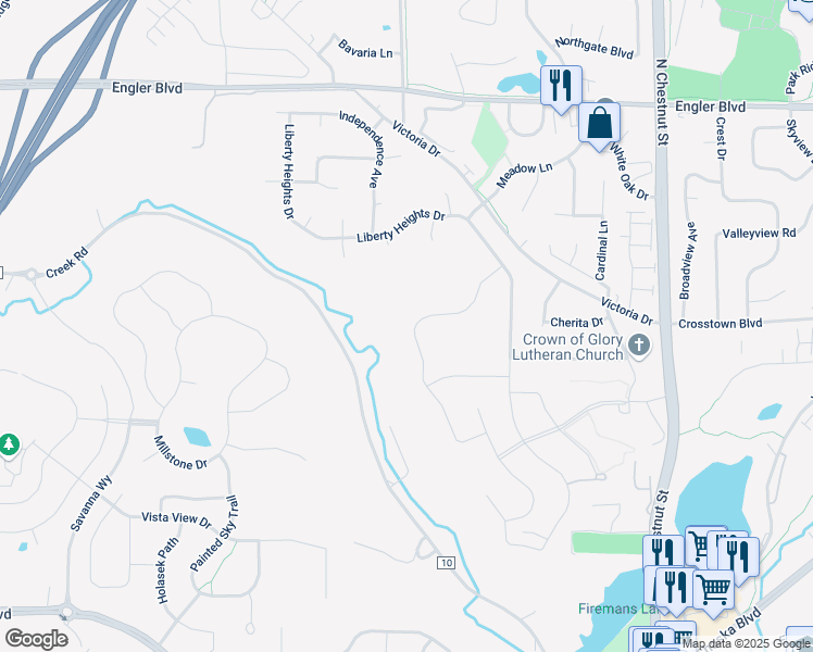 map of restaurants, bars, coffee shops, grocery stores, and more near 1160 Moers Drive in Chaska