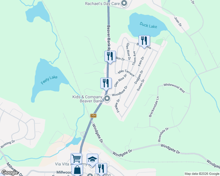 map of restaurants, bars, coffee shops, grocery stores, and more near 305 Beaver Bank Road in Beaver Bank