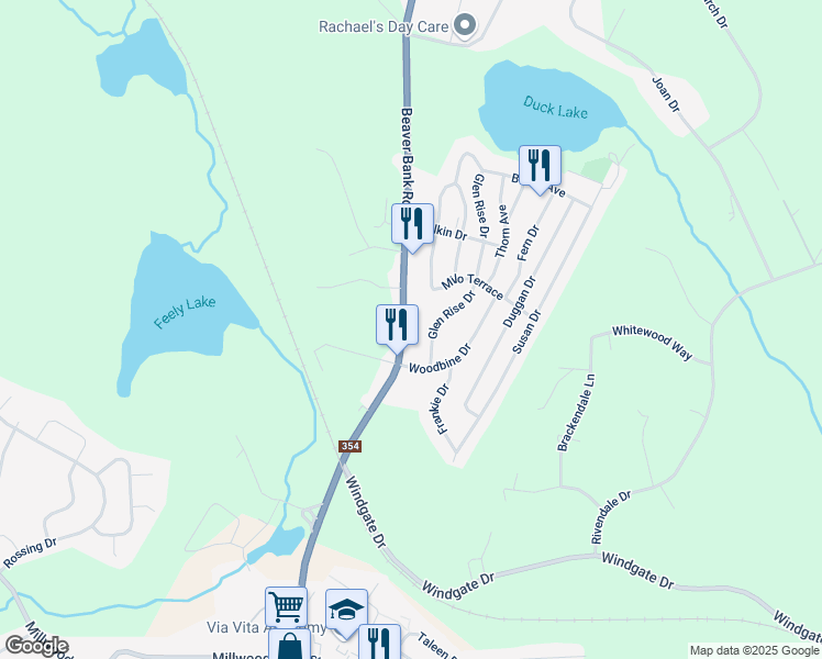 map of restaurants, bars, coffee shops, grocery stores, and more near 311 Nova Scotia 354 in Beaver Bank