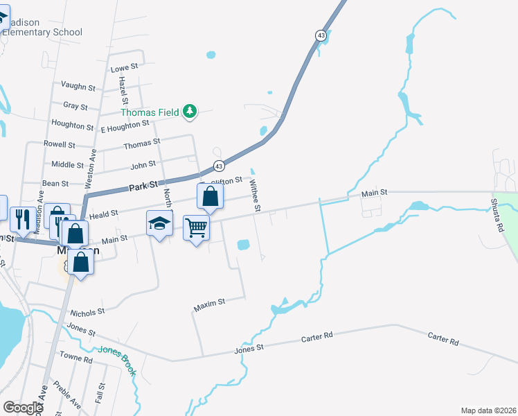 map of restaurants, bars, coffee shops, grocery stores, and more near 270 Main Street in Madison