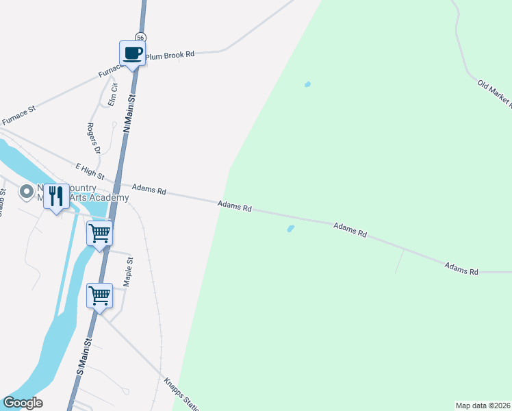 map of restaurants, bars, coffee shops, grocery stores, and more near 91 Adams Road in Norfolk