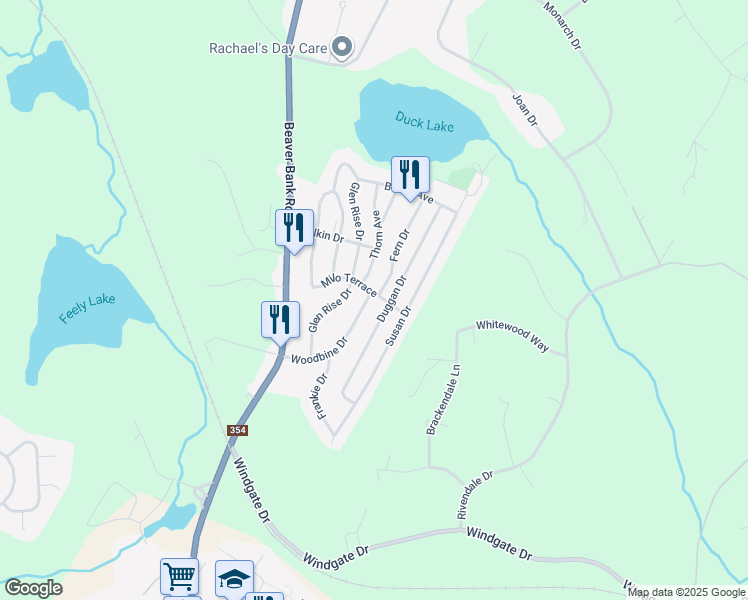 map of restaurants, bars, coffee shops, grocery stores, and more near 1500 Woodbine Drive in Beaver Bank