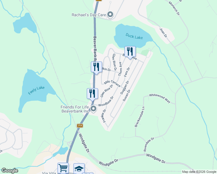 map of restaurants, bars, coffee shops, grocery stores, and more near 463 Glen Rise Drive in Beaver Bank