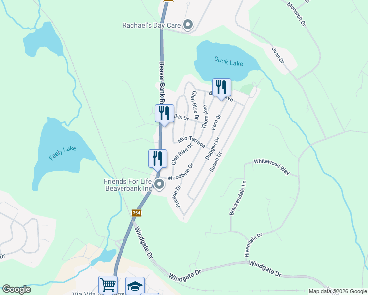 map of restaurants, bars, coffee shops, grocery stores, and more near 463 Glen Rise Drive in Beaver Bank