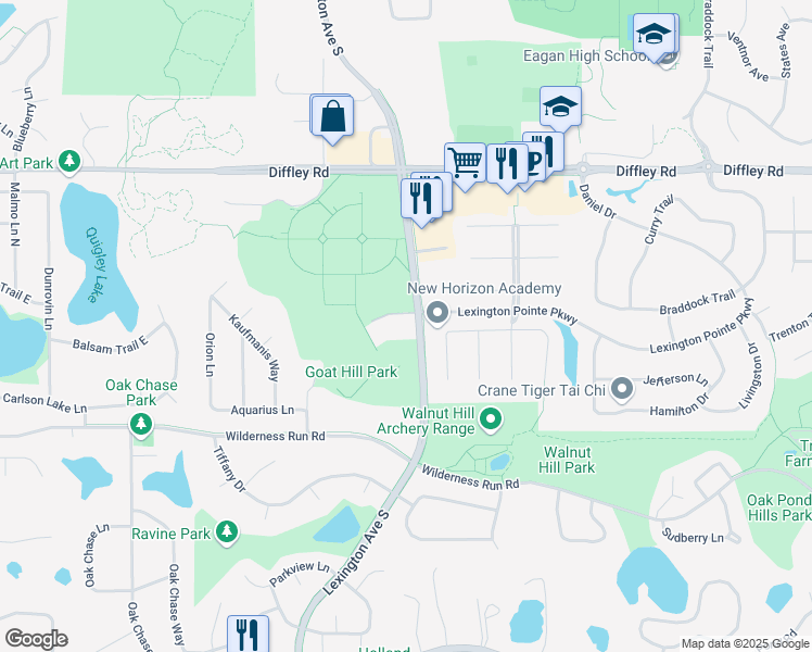 map of restaurants, bars, coffee shops, grocery stores, and more near 990 Kensington Trail in Saint Paul