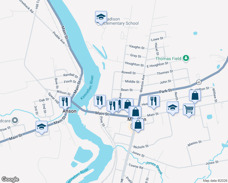 map of restaurants, bars, coffee shops, grocery stores, and more near 32 Maple Street in Madison