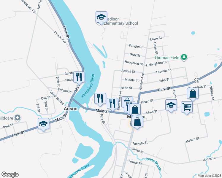map of restaurants, bars, coffee shops, grocery stores, and more near 32 Maple Street in Madison
