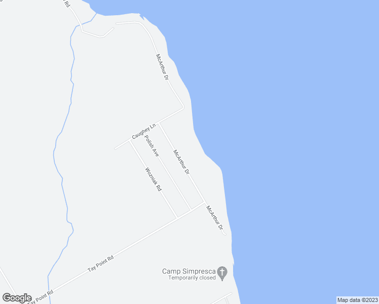 map of restaurants, bars, coffee shops, grocery stores, and more near 65 McArthur Drive in Penetanguishene