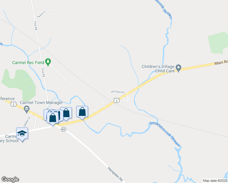map of restaurants, bars, coffee shops, grocery stores, and more near 22 Old State Road in Carmel