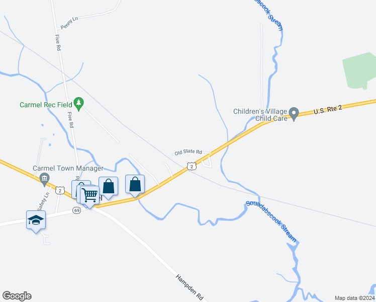 map of restaurants, bars, coffee shops, grocery stores, and more near 22 Old State Road in Carmel