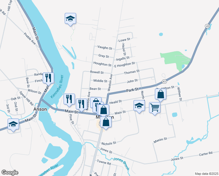 map of restaurants, bars, coffee shops, grocery stores, and more near 1 Bean Street in Madison