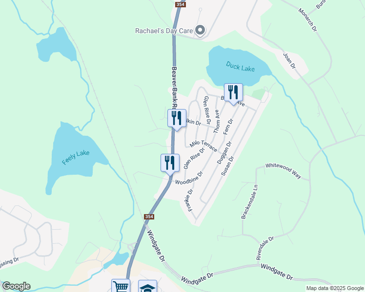 map of restaurants, bars, coffee shops, grocery stores, and more near 159 Milo Terrace in Beaver Bank