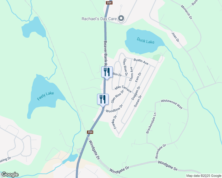 map of restaurants, bars, coffee shops, grocery stores, and more near 159 Milo Terrace in Beaver Bank