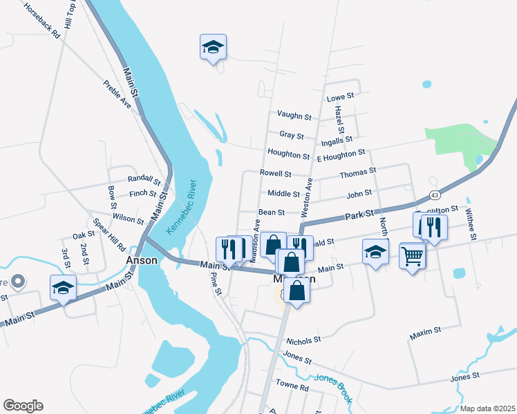 map of restaurants, bars, coffee shops, grocery stores, and more near 58 Madison Avenue in Madison