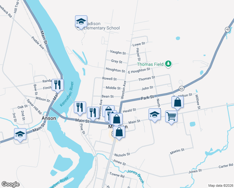 map of restaurants, bars, coffee shops, grocery stores, and more near 13 Bean Street in Madison