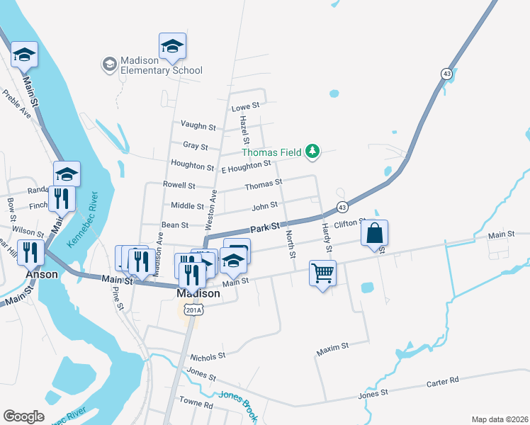 map of restaurants, bars, coffee shops, grocery stores, and more near 36 Park Street in Madison