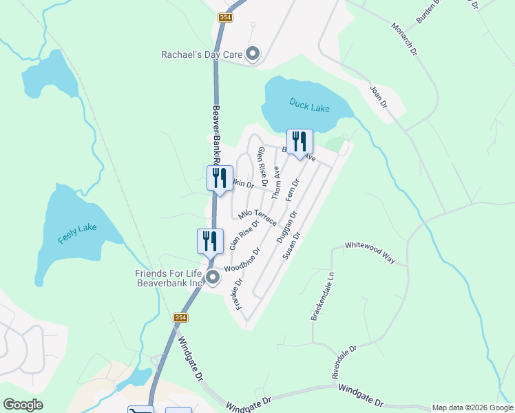 map of restaurants, bars, coffee shops, grocery stores, and more near 449 Glen Rise Drive in Beaver Bank