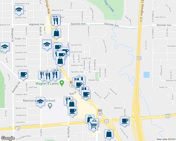 map of restaurants, bars, coffee shops, grocery stores, and more near 3404 Hamilton Avenue in Altoona