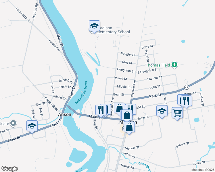 map of restaurants, bars, coffee shops, grocery stores, and more near 72 Maple Street in Madison