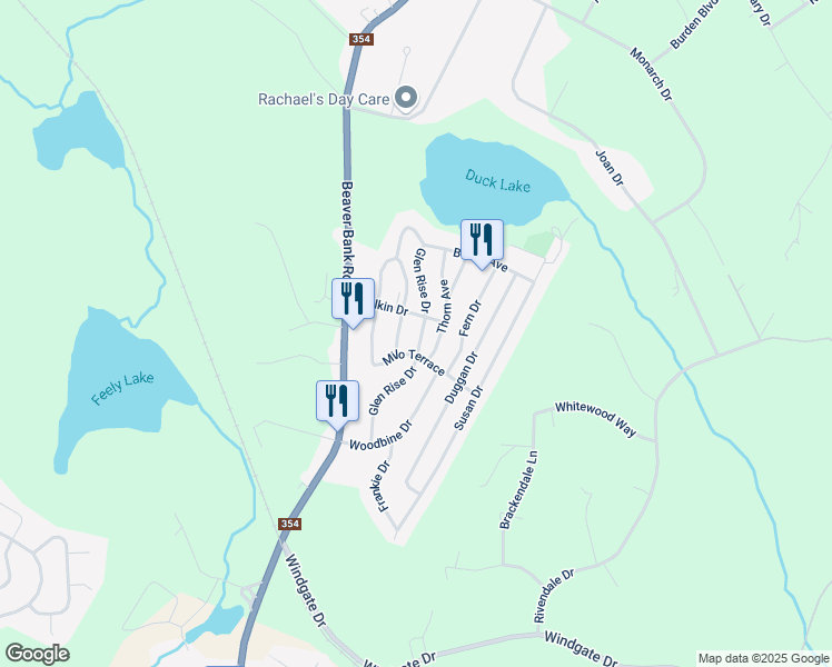 map of restaurants, bars, coffee shops, grocery stores, and more near 445 Glen Rise Drive in Beaver Bank