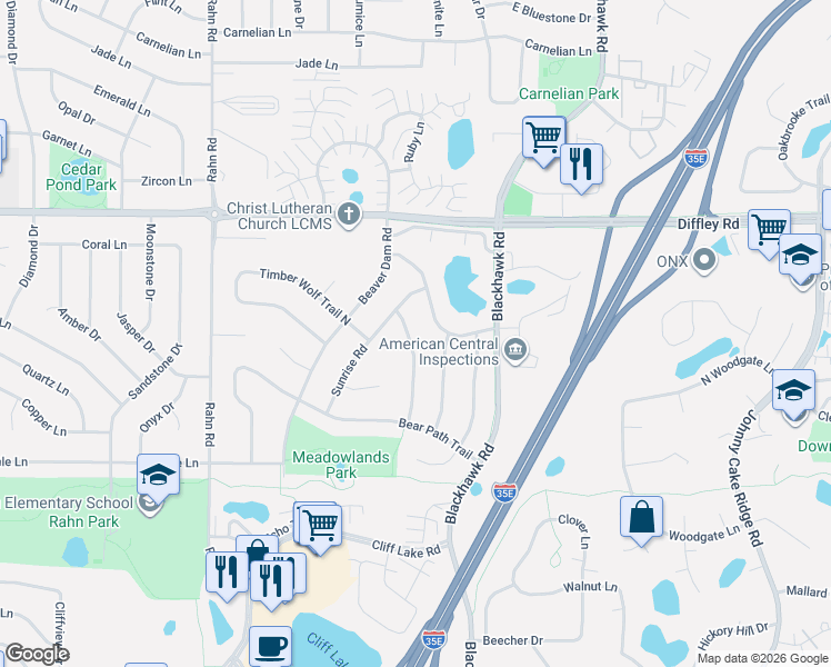 map of restaurants, bars, coffee shops, grocery stores, and more near 1862 Deer Hills Trail in Eagan