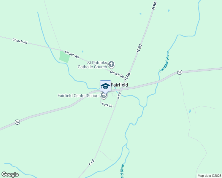 map of restaurants, bars, coffee shops, grocery stores, and more near 4389 Vermont 36 in Fairfield