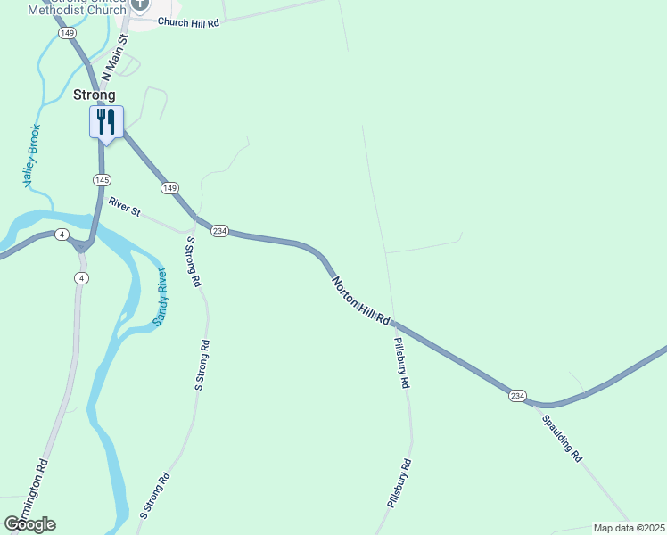 map of restaurants, bars, coffee shops, grocery stores, and more near 58 Norton Hill Road in Strong