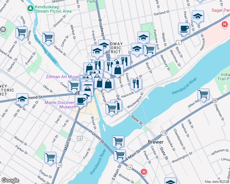 map of restaurants, bars, coffee shops, grocery stores, and more near 557A York Road in Hermon