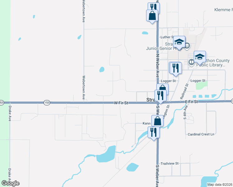 map of restaurants, bars, coffee shops, grocery stores, and more near 420 West Fir Street in Stratford
