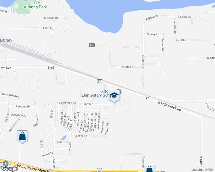 map of restaurants, bars, coffee shops, grocery stores, and more near 735 Kayson Place in Altoona